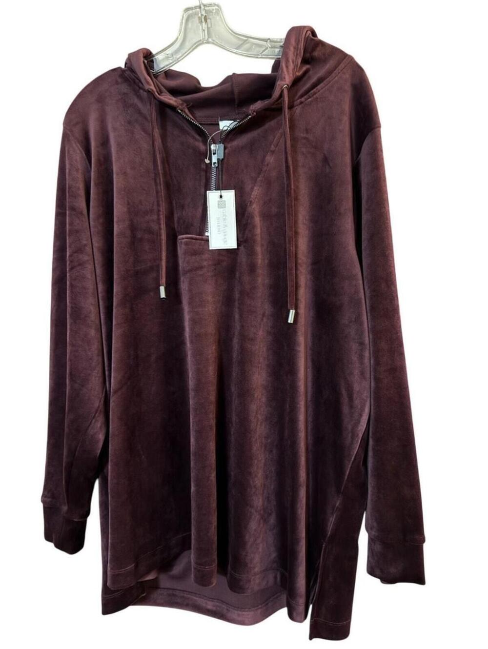 R200 NWT Cable & Gauge Deep Purple 1XL Velour Quarter Zip R0000200